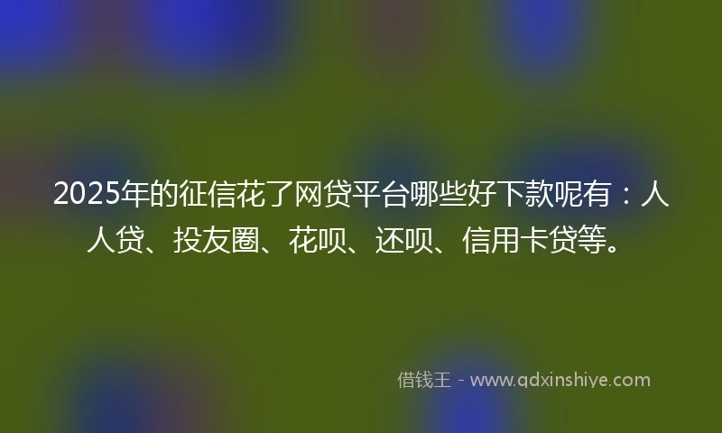2025年的征信花了网贷平台哪些好下款呢有:人人贷、投友圈、花呗、还呗、信用卡贷等。