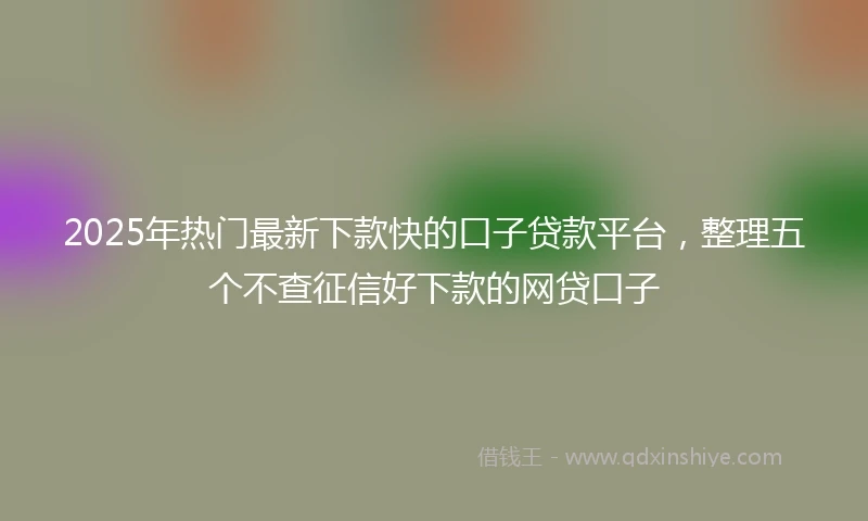 2025年热门最新下款快的口子贷款平台，整理五个不查征信好下款的网贷口子