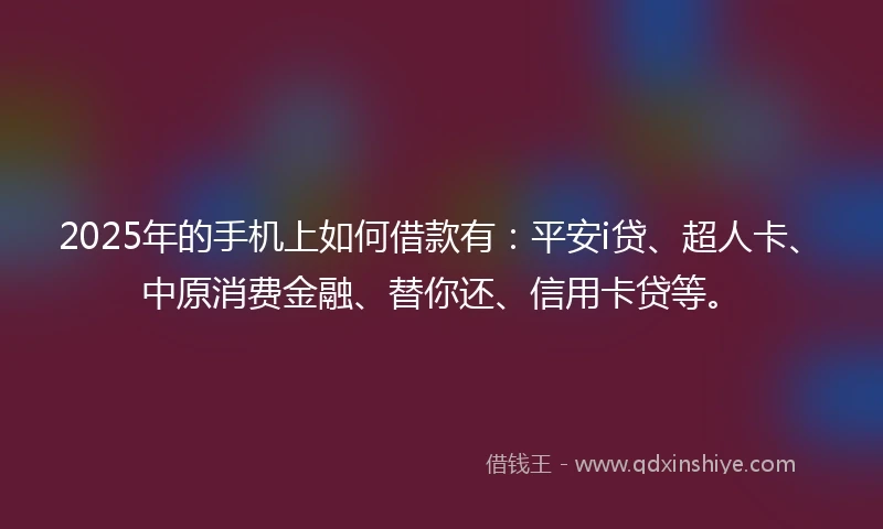 2025年的手机上如何借款有：平安i贷、超人卡、中原消费金融、替你还、信用卡贷等。