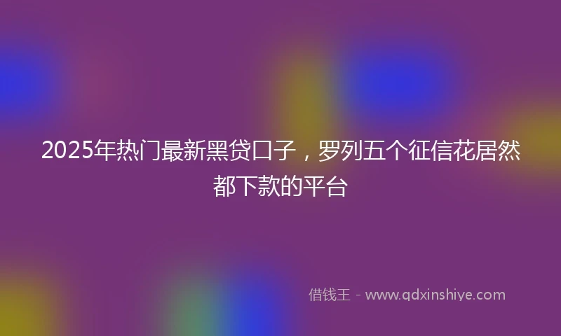 2025年热门最新黑贷口子，罗列五个征信花居然都下款的平台