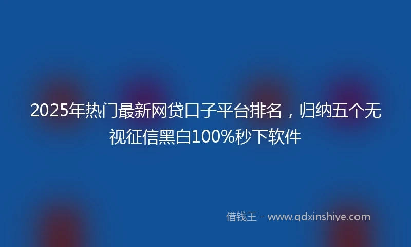 2025年热门最新网贷口子平台排名，归纳五个无视征信黑白100%秒下软件