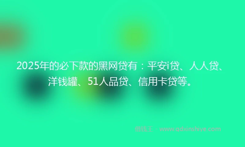 2025年的必下款的黑网贷有：平安i贷、人人贷、洋钱罐、51人品贷、信用卡贷等。