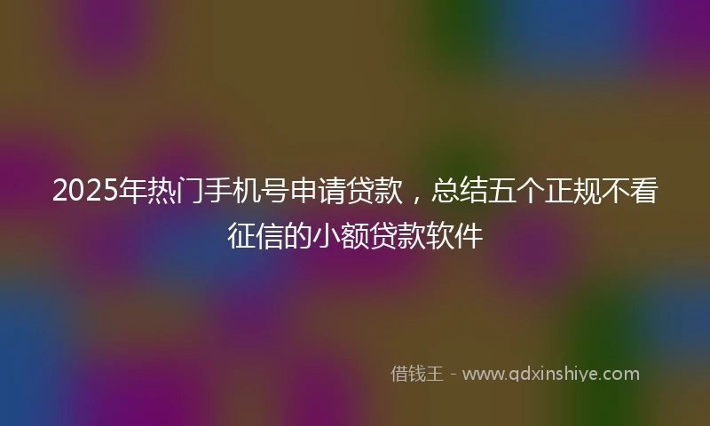 2025年热门手机号申请贷款，总结五个正规不看征信的小额贷款软件