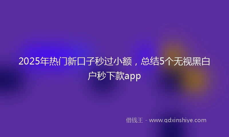 2025年热门新口子秒过小额，总结5个无视黑白户秒下款app