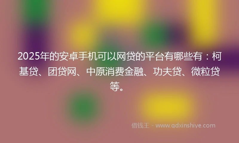 2025年的安卓手机可以网贷的平台有哪些有：柯基贷、团贷网、中原消费金融、功夫贷、微粒贷等。
