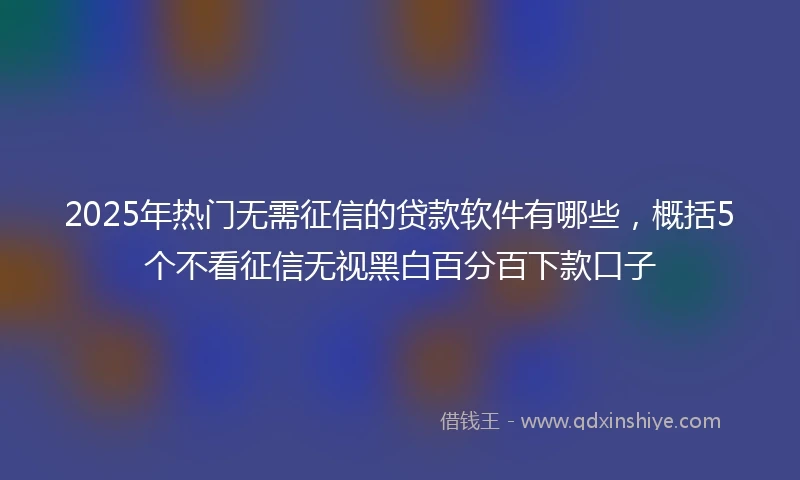 2025年热门无需征信的贷款软件有哪些，概括5个不看征信无视黑白百分百下款口子