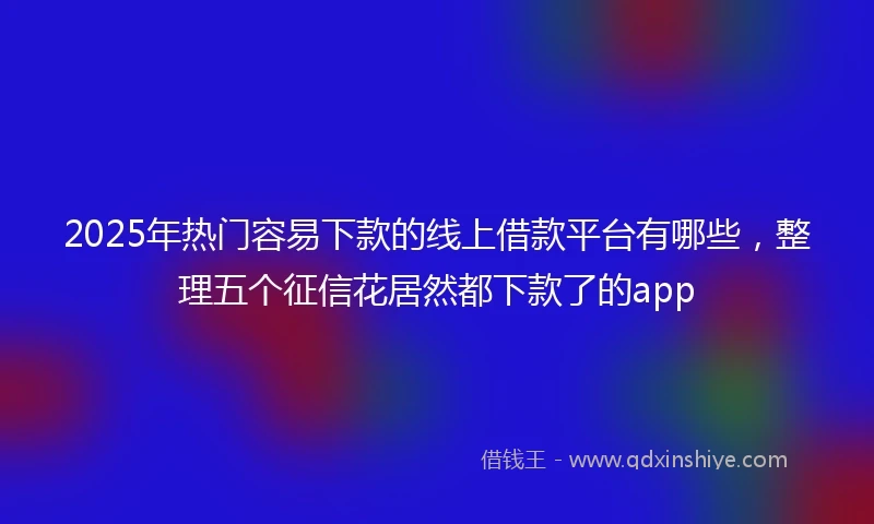 2025年热门容易下款的线上借款平台有哪些，整理五个征信花居然都下款了的app
