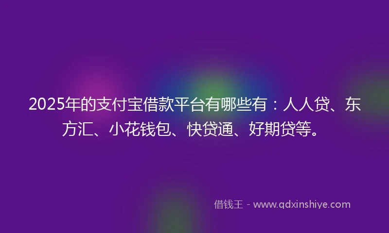 2025年的支付宝借款平台有哪些有：人人贷、东方汇、小花钱包、快贷通、好期贷等。