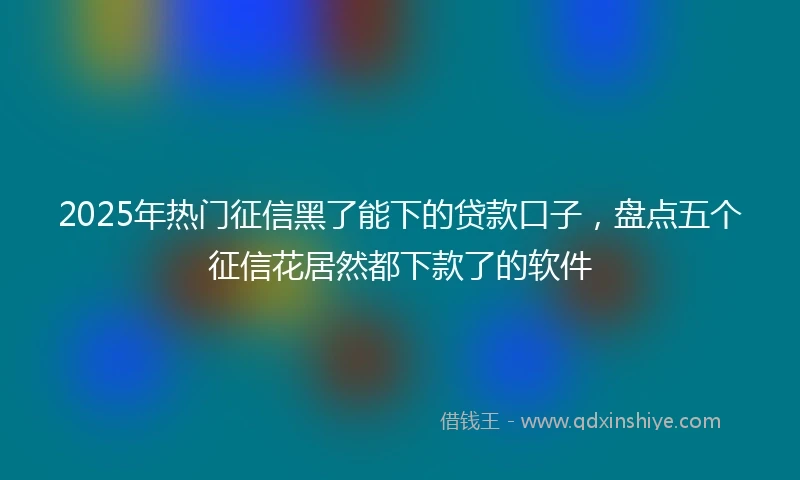 2025年热门征信黑了能下的贷款口子，盘点五个征信花居然都下款了的软件