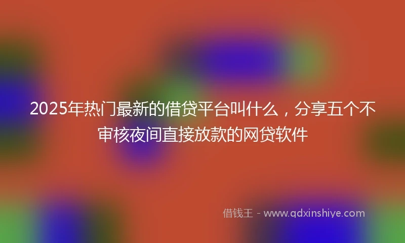 2025年热门最新的借贷平台叫什么，分享五个不审核夜间直接放款的网贷软件