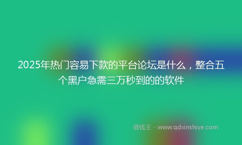 2025年热门容易下款的平台论坛是什么，整合五个黑户急需三万秒到的的软件