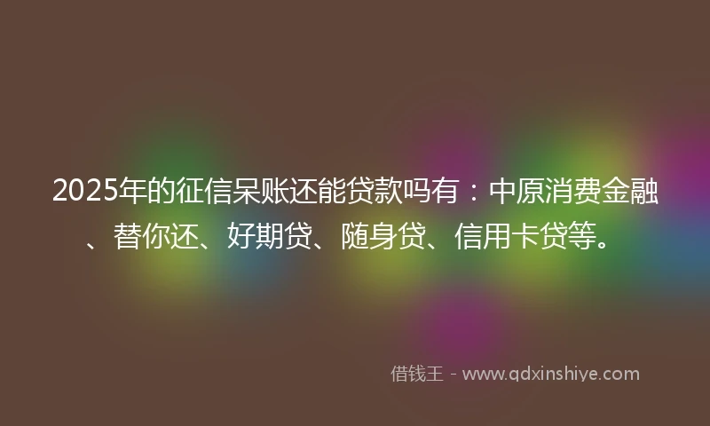 2025年的征信呆账还能贷款吗有：中原消费金融、替你还、好期贷、随身贷、信用卡贷等。