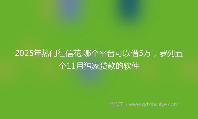 2025年热门征信花,哪个平台可以借5万,罗列五个11月独家贷款的软件