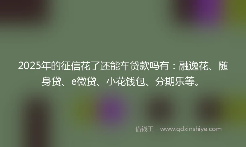 2025年的征信花了还能车贷款吗有：融逸花、随身贷、e微贷、小花钱包、分期乐等。