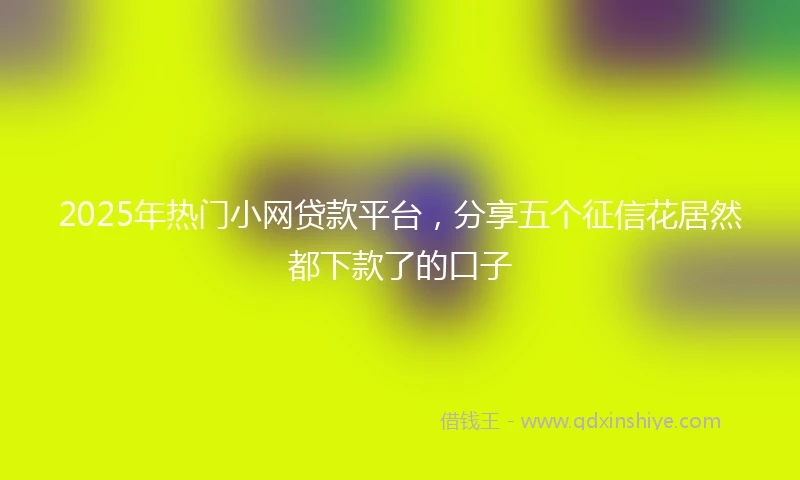 2025年热门小网贷款平台，分享五个征信花居然都下款了的口子