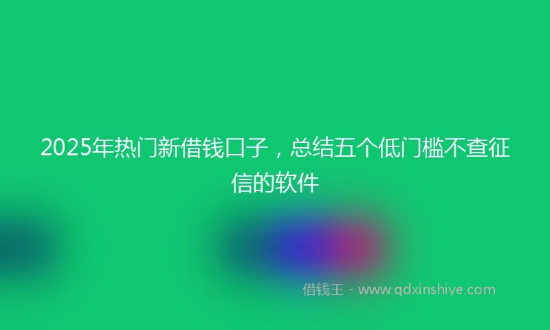 2025年热门新借钱口子，总结五个低门槛不查征信的软件