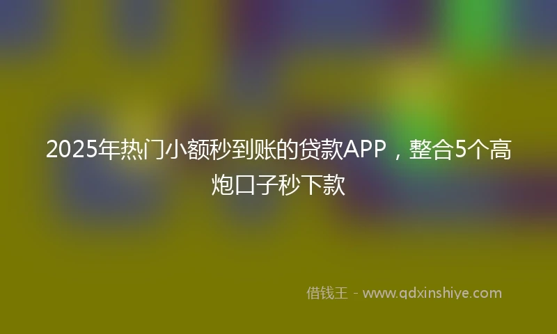 2025年热门小额秒到账的贷款APP，整合5个高炮口子秒下款