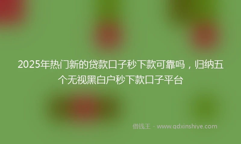 2025年热门新的贷款口子秒下款可靠吗，归纳五个无视黑白户秒下款口子平台