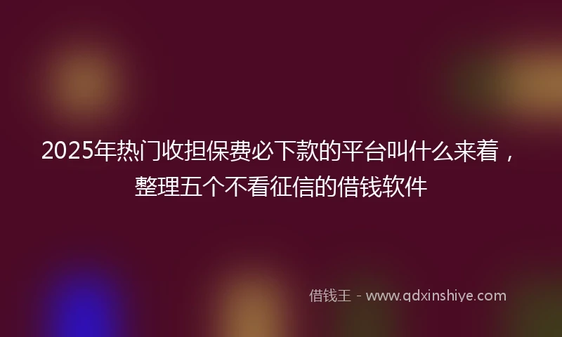 2025年热门收担保费必下款的平台叫什么来着，整理五个不看征信的借钱软件
