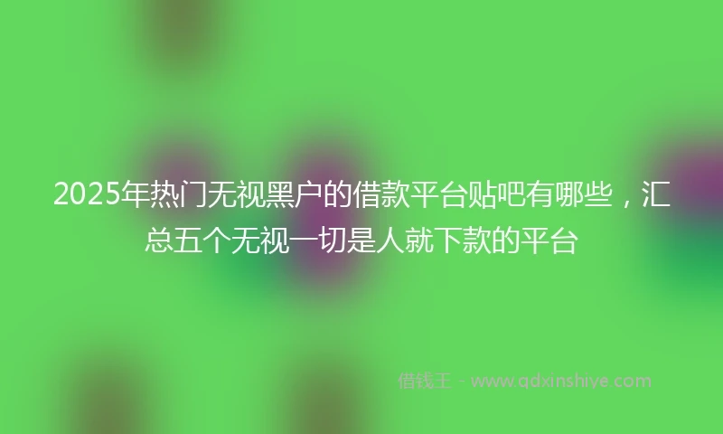 2025年热门无视黑户的借款平台贴吧有哪些，汇总五个无视一切是人就下款的平台