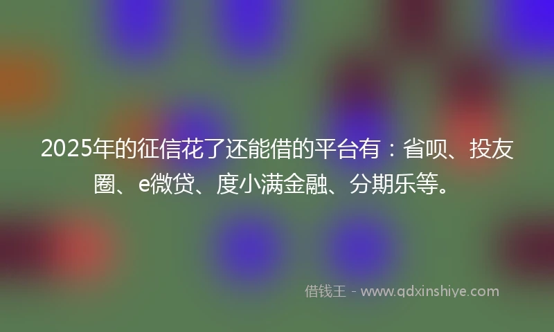 2025年的征信花了还能借的平台有：省呗、投友圈、e微贷、度小满金融、分期乐等。