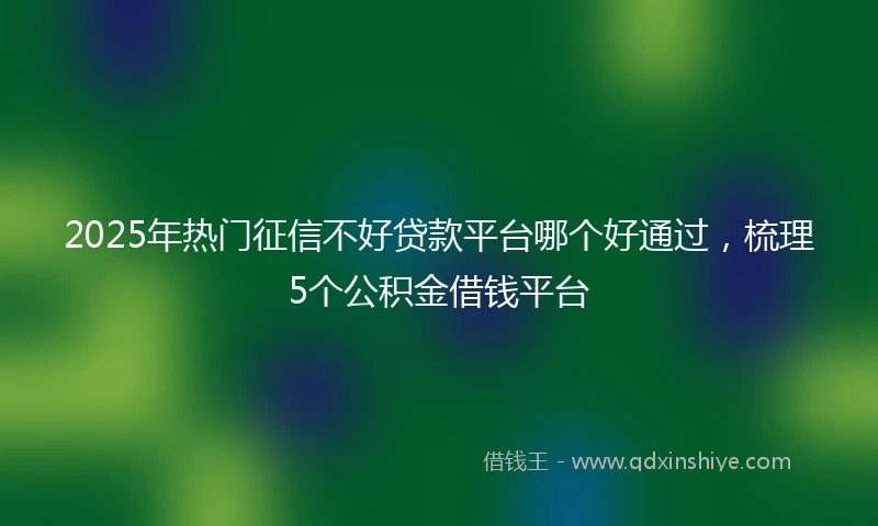 2025年热门征信不好贷款平台哪个好通过，梳理5个公积金借钱平台