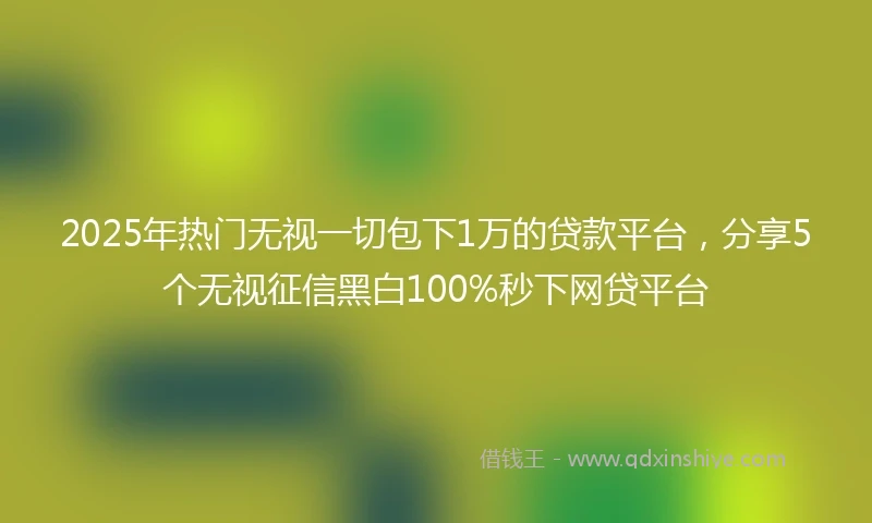 2025年热门无视一切包下1万的贷款平台，分享5个无视征信黑白100%秒下网贷平台