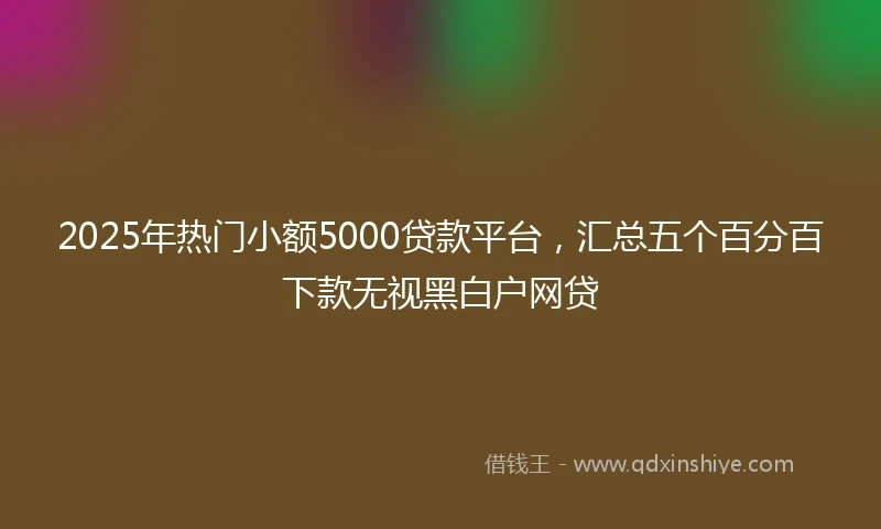 2025年热门小额5000贷款平台，汇总五个百分百下款无视黑白户网贷