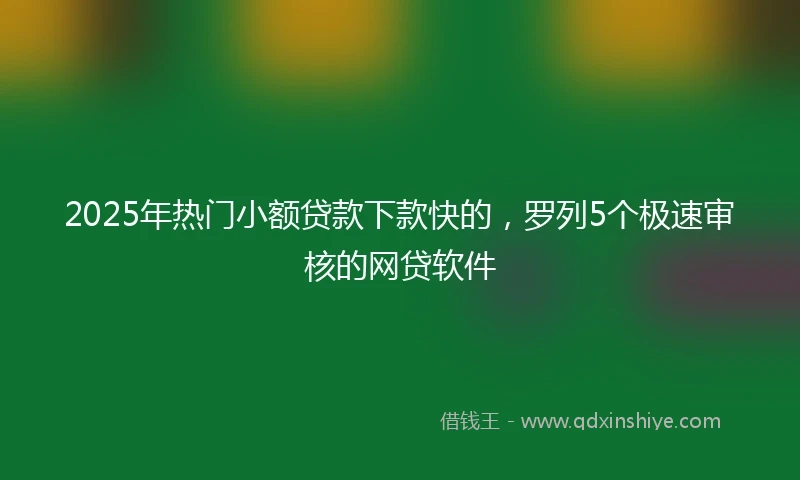 2025年热门小额贷款下款快的，罗列5个极速审核的网贷软件
