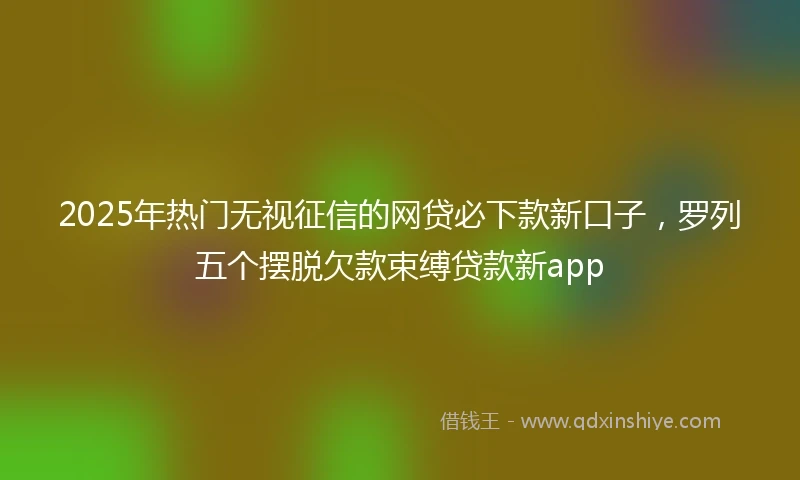 2025年热门无视征信的网贷必下款新口子，罗列五个摆脱欠款束缚贷款新app