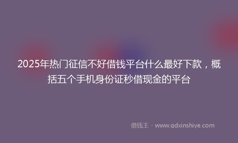 2025年热门征信不好借钱平台什么最好下款，概括五个手机身份证秒借现金的平台
