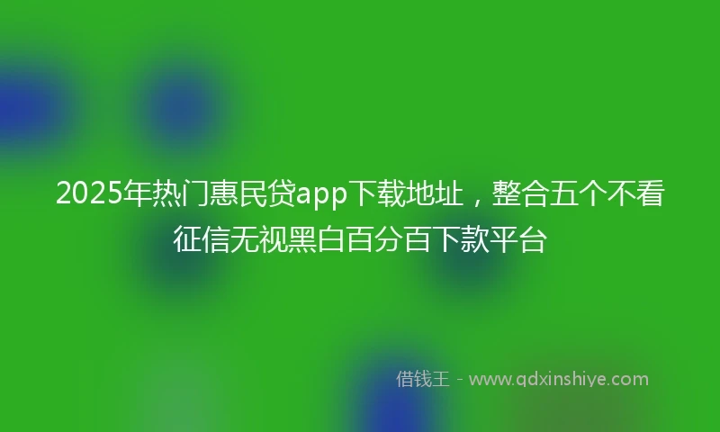 2025年热门惠民贷app下载地址，整合五个不看征信无视黑白百分百下款平台