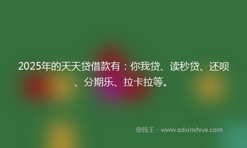 2025年的天天贷借款有：你我贷、读秒贷、还呗、分期乐、拉卡拉等。