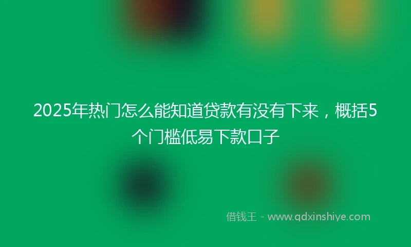 2025年热门怎么能知道贷款有没有下来，概括5个门槛低易下款口子