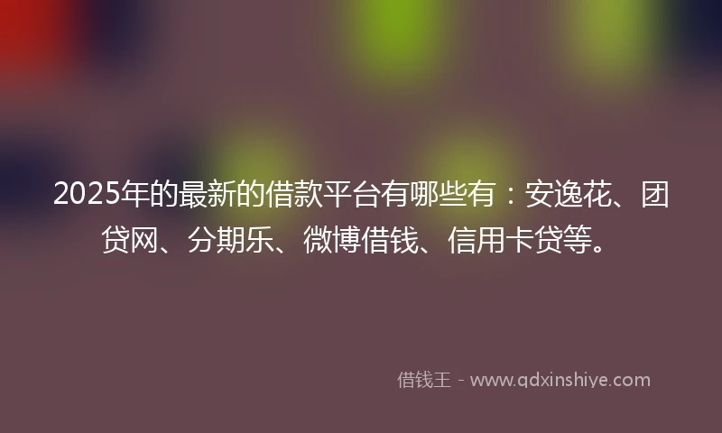 2025年的最新的借款平台有哪些有：安逸花、团贷网、分期乐、微博借钱、信用卡贷等。