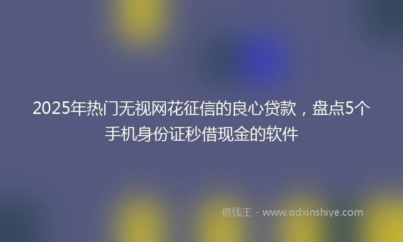 2025年热门无视网花征信的良心贷款，盘点5个手机身份证秒借现金的软件