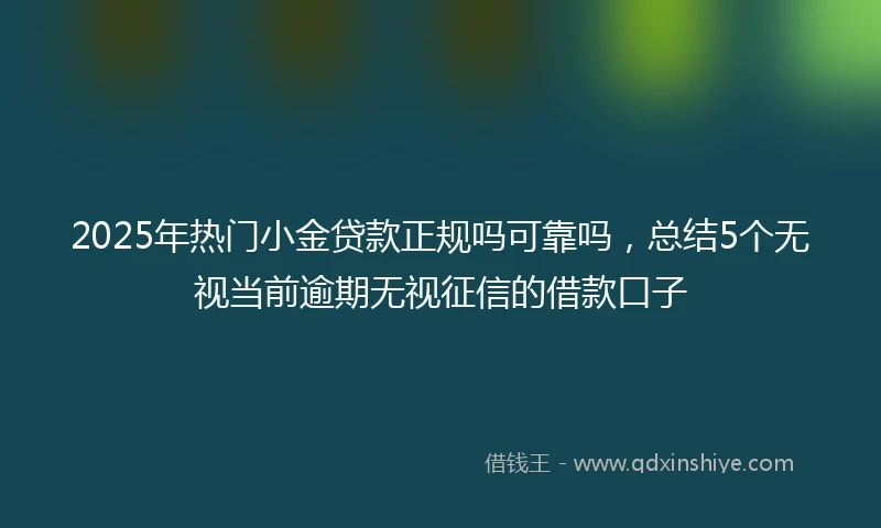 2025年热门小金贷款正规吗可靠吗，总结5个无视当前逾期无视征信的借款口子
