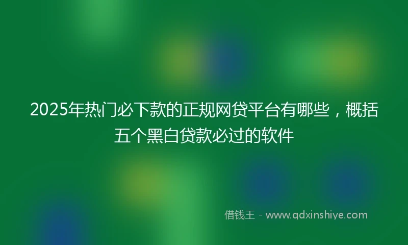 2025年热门必下款的正规网贷平台有哪些，概括五个黑白贷款必过的软件