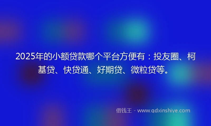 2025年的小额贷款哪个平台方便有：投友圈、柯基贷、快贷通、好期贷、微粒贷等。