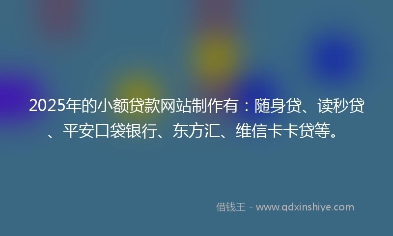 2025年的小额贷款网站制作有：随身贷、读秒贷、平安口袋银行、东方汇、维信卡卡贷等。