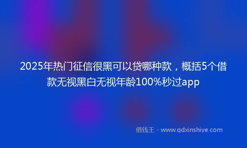2025年热门征信很黑可以贷哪种款，概括5个借款无视黑白无视年龄100%秒过app