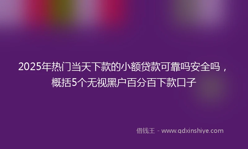 2025年热门当天下款的小额贷款可靠吗安全吗，概括5个无视黑户百分百下款口子