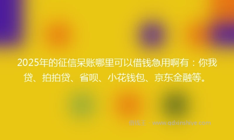 2025年的征信呆账哪里可以借钱急用啊有：你我贷、拍拍贷、省呗、小花钱包、京东金融等。