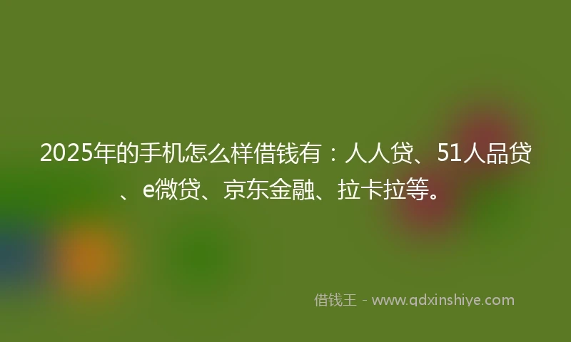 2025年的手机怎么样借钱有：人人贷、51人品贷、e微贷、京东金融、拉卡拉等。
