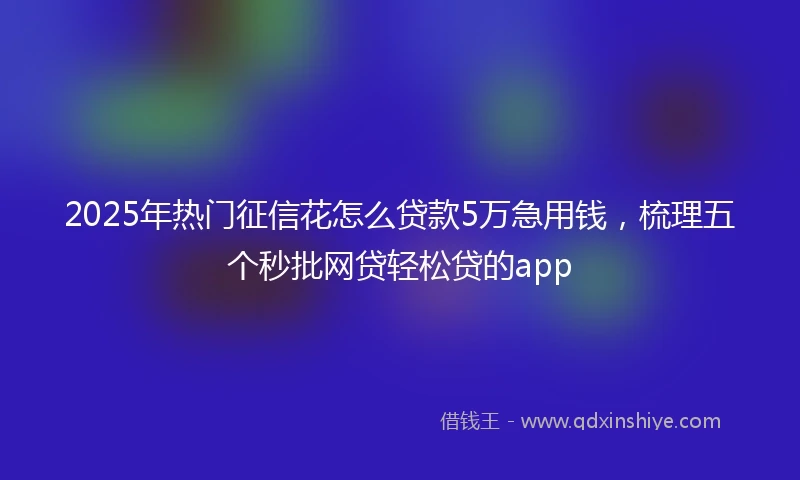 2025年热门征信花怎么贷款5万急用钱，梳理五个秒批网贷轻松贷的app