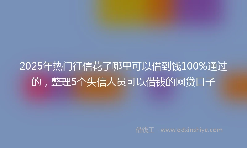 2025年热门征信花了哪里可以借到钱100%通过的，整理5个失信人员可以借钱的网贷口子