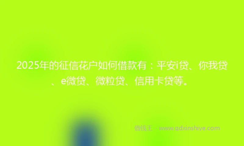2025年的征信花户如何借款有：平安i贷、你我贷、e微贷、微粒贷、信用卡贷等。