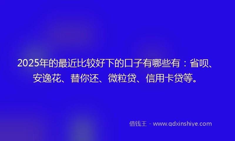 2025年的最近比较好下的口子有哪些有：省呗、安逸花、替你还、微粒贷、信用卡贷等。