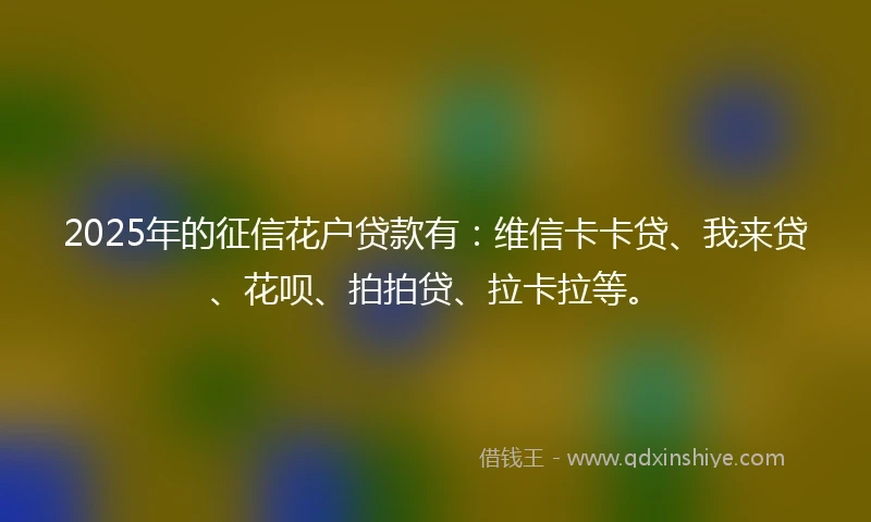 2025年的征信花户贷款有：维信卡卡贷、我来贷、花呗、拍拍贷、拉卡拉等。
