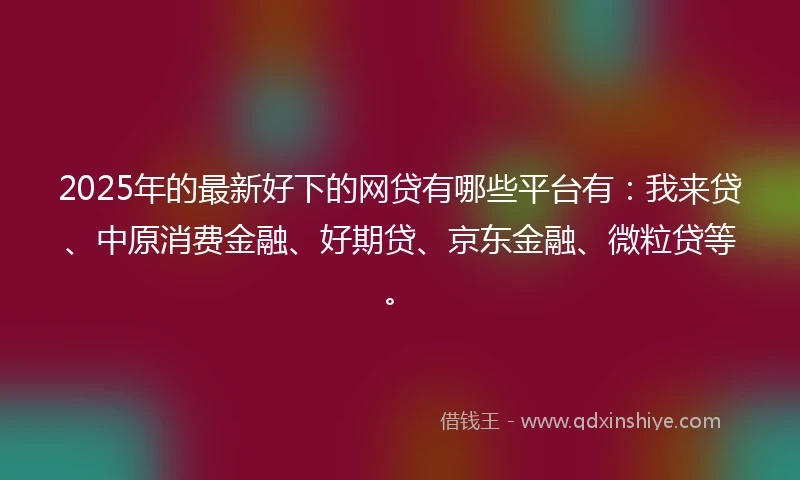 2025年的最新好下的网贷有哪些平台有：我来贷、中原消费金融、好期贷、京东金融、微粒贷等。